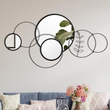 Hicarer Decorative Wall Mirrors Set - Modern Metal Circle Mirrors for Home Decor