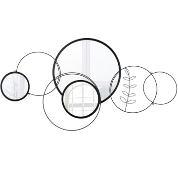 Modern Decorative Wall Mirrors - Black Metal Circle Set