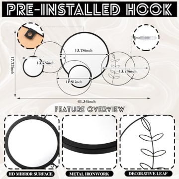 Modern Decorative Wall Mirrors - Black Metal Circle Set