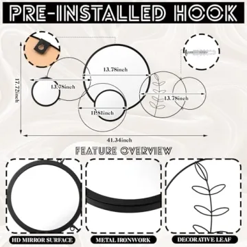 Modern Decorative Wall Mirrors - Black Metal Circle Set