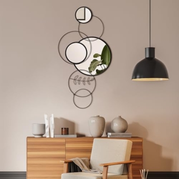 Modern Decorative Wall Mirrors - Black Metal Circle Set