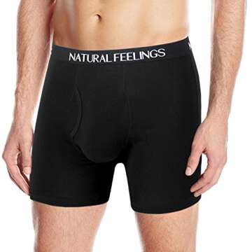 Natural Feelings Boxer Briefs Mens Underwear Men Pack Of 5 Soft Cotton Open Fly Underwear, M 33"-35" 84cm-89cm