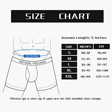Natural Feelings Boxer Briefs Mens Underwear Men Pack Of 5 Soft Cotton Open Fly Underwear, M 33"-35" 84cm-89cm