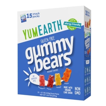 YumEarth Organic Gummy Bears - Fruity Gummy Candy Snack Packs, Gluten Free Snacks for Kids - Allergy...