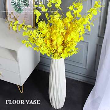 White Floor Vase 24 Inches Tall, Decorative Large Ceramic Vase for Living Room, Tall Flower Holder for Home Décor Dried Flower Arrangement Gift for Wedding Housewarming Office