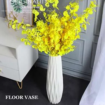 White Floor Vase 24 Inches Tall, Decorative Large Ceramic Vase for Living Room, Tall Flower Holder for Home Décor Dried Flower Arrangement Gift for Wedding Housewarming Office