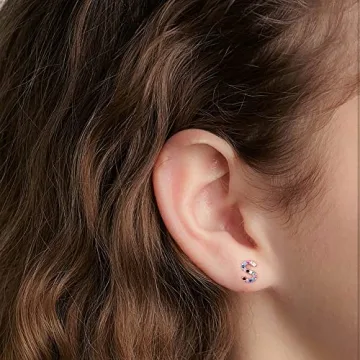 Memorjew Hypoallergenic Initial Stud Earrings for Women