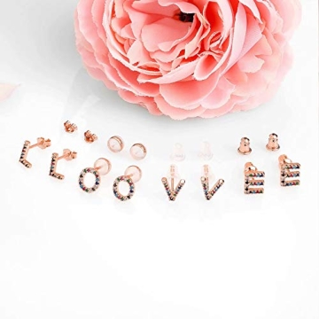 Memorjew Hypoallergenic Initial Stud Earrings for Women