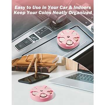 JOYTUTUS Coin Holder, Portable Coin Change Organizer, Universal Coin Storage Coin Holder for Car, Wallets, Pockets (Pink)