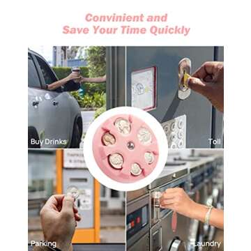 JOYTUTUS Coin Holder, Portable Coin Change Organizer, Universal Coin Storage Coin Holder for Car, Wallets, Pockets (Pink)
