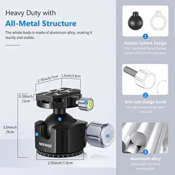 Neewer Low Profile DSLR Tripod Ball Head for Stable Shooting