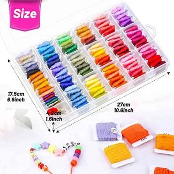 Paxcoo 146 Pcs String Bracelet Making Kit Embroidery Floss with Organization Box Including 108 Colors Cross Stitch Thread Bracelet String and 38 Pcs Tools for Friendship Bracelet String Making