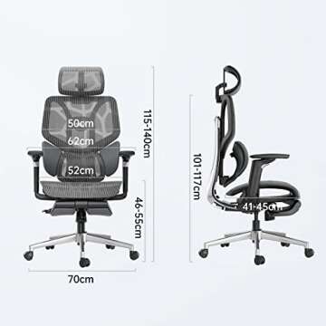 Hbada Ergonomic Office Chair with Elastic Adaptive Lumbar Support, High Back Office Chair with High-...