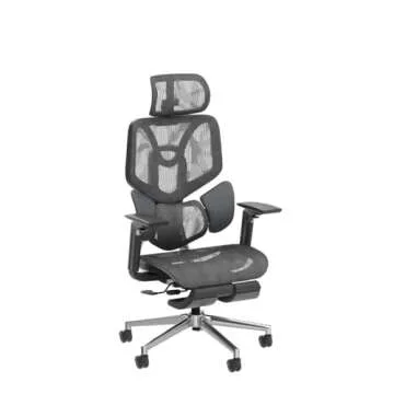 Hbada Ergonomic Office Chair with Elastic Adaptive Lumbar Support, High Back Office Chair with High-Density Mesh, Backrest Height Adjustable Desk Chair with 3D Armrests and Footrest, Black
