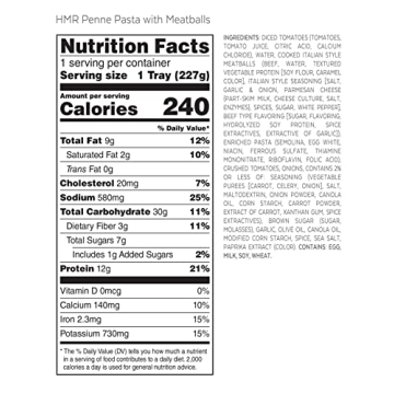 HMR Penne Pasta Entree | Convenient & Low-Calorie Meal