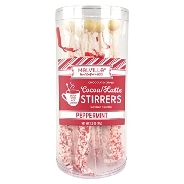Melville Candy Gourmet Chocolate Stirrers - Naturally Flavored Hot Cocoa Stirrers for Beverages - Pe...