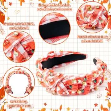 PANTIDE Thanksgiving Fall Jeweled Headband for Women Girls