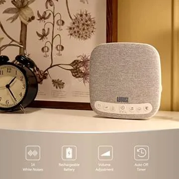 Portable White Noise Sound Machine - August SE160 - Calming, Ambient Sleep Therapy - 14 Soothing Sou...