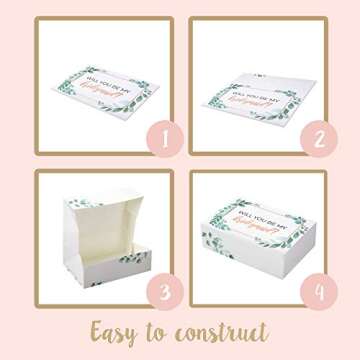 Pop Fizz Designs Bridesmaid Proposal Box Set I 10 Pack I 1 Maid of Honor Proposal Box and 9 Will You be My Bridesmaid Boxes I Greenery with Rose Gold Foil Bridesmaid Box for Bridesmaid Gifts