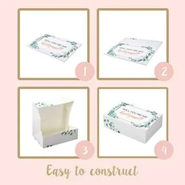 Pop Fizz Designs Bridesmaid Proposal Box Set I 10 Pack I 1 Maid of Honor Proposal Box and 9 Will You be My Bridesmaid Boxes I Greenery with Rose Gold Foil Bridesmaid Box for Bridesmaid Gifts