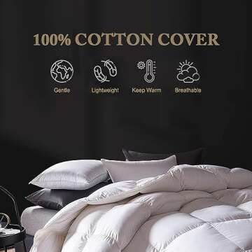 DWR Premium Feather Down Comforter Duvet Insert 106x90-100% Skin-Friendly Cotton Cover, Medium Weigh...