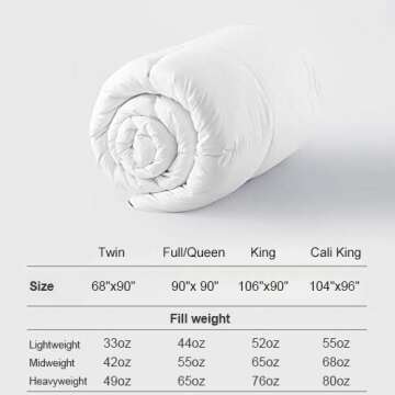 DWR Premium Feather Down Comforter Duvet Insert 106x90-100% Skin-Friendly Cotton Cover, Medium Weight Quilted for All Season Bedding (King, Ivory White)