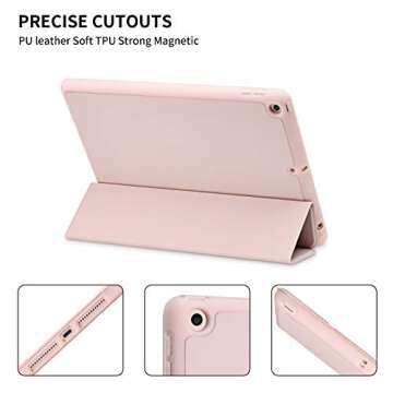 GHINL for iPad 9th/8th/7th Generation Case (2021/2020/2019) iPad 10.2-Inch Case with Pencil Holder [Sleep/Wake] Slim Soft TPU Back Smart Magnetic Stand Protective Cover Cases(Light Pink)