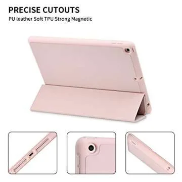 GHINL for iPad 9th/8th/7th Generation Case (2021/2020/2019) iPad 10.2-Inch Case with Pencil Holder [Sleep/Wake] Slim Soft TPU Back Smart Magnetic Stand Protective Cover Cases(Light Pink)