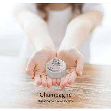 BLUTETE Velvet 3 Slots Jewelry Ring Box Engagement Wedding Box Keepsake Box Bridal Photo Ring Triple...