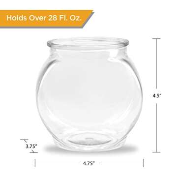 Flat-Sided Fishbowl Party Cups – 4-Pack (22 oz) – Durable Plastic, Fun Fishbowl Design for Cockt...