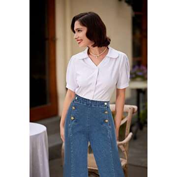 Belle Poque High Rise Jeans for Women Casual Loose Straight Leg Dressy Stretch Denim Pants with Pock...