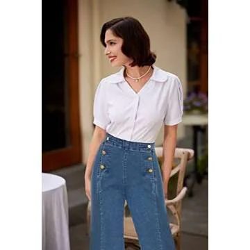 Belle Poque High Rise Jeans for Women Casual Loose Straight Leg Dressy Stretch Denim Pants with Pock...