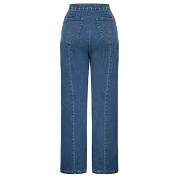 Belle Poque High Rise Jeans for Women Casual Loose Straight Leg Dressy Stretch Denim Pants with Pockets Size 4 Size 6 Light Blue