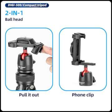 Fotopro DIGI-500 Compact 2-in-1 Travel Tripod - Lightweight & Versatile