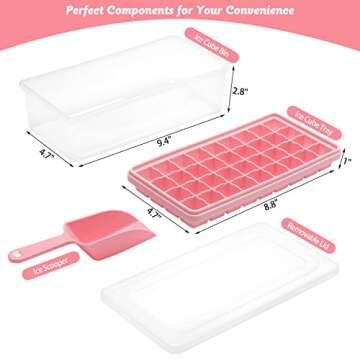 Food-grade Silicone Ice Cube Tray with Lid and Storage Bin for Freezer, Easy-Release 36 Small Nugget...