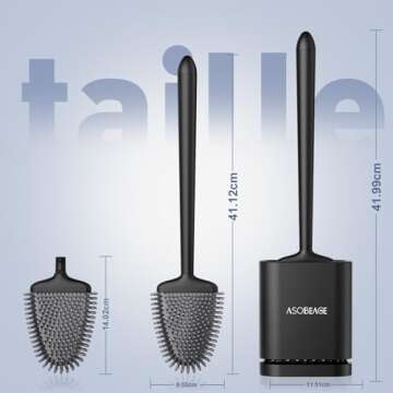 ASOBEAGE Deep Cleaner Toilet Brush: Toilet Brush with No-Slip Long Plastic Handle and Flexible Brist...