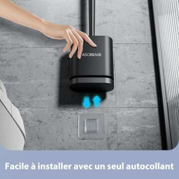 ASOBEAGE Deep Cleaner Toilet Brush: Toilet Brush with No-Slip Long Plastic Handle and Flexible Bristles, Quick Drying Holder Set for Bathroom（Black）