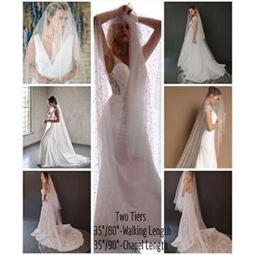 Passat Ivory 2Tiers 3M Cathedral Veils Pearl Wedding Veil Ivory Pearl Veils Bridal Veil Pearl Veils For Brides Ivory