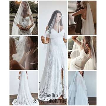 Passat Ivory 2Tiers 3M Cathedral Veils Pearl Wedding Veil Ivory Pearl Veils Bridal Veil Pearl Veils For Brides Ivory