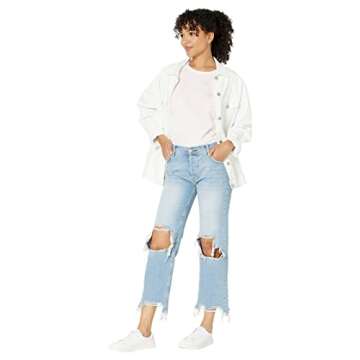 Free People Maggie Mid-Rise Straight Jeans in Light Stone