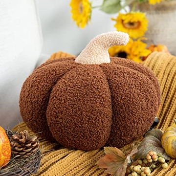 Teddy Fleece Pumpkin Throw Pillows Fall Decor
