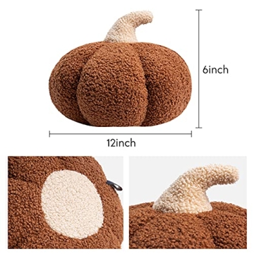 Teddy Fleece Pumpkin Throw Pillows Fall Decor
