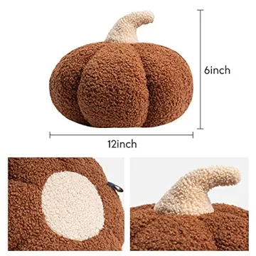 Teddy Fleece Pumpkin Throw Pillows Fall Decor