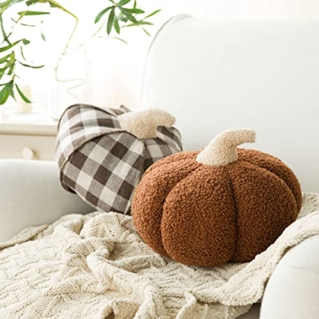 Teddy Fleece Pumpkin Throw Pillows Fall Decor