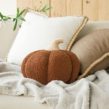 Teddy Fleece Pumpkin Throw Pillows Fall Decor