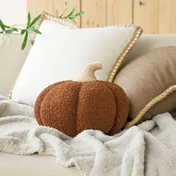 Teddy Fleece Pumpkin Throw Pillows Fall Decor