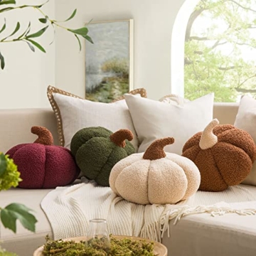 Teddy Fleece Pumpkin Throw Pillows Fall Decor