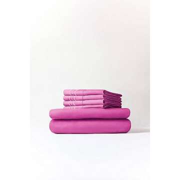 California King Size Sheet Set - 6 Piece Set - Hotel Luxury Bed Sheets - Extra Soft - Deep Pockets - Easy Fit - Breathable & Cooling - Wrinkle Free - Comfy - Pink Bed Sheets - Cali Kings Sheets