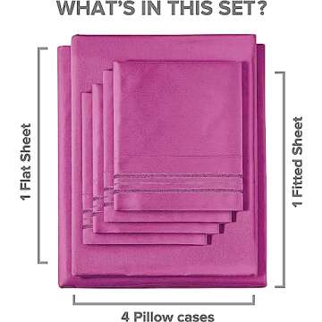 California King Size Sheet Set - 6 Piece Set - Hotel Luxury Bed Sheets - Extra Soft - Deep Pockets - Easy Fit - Breathable & Cooling - Wrinkle Free - Comfy - Pink Bed Sheets - Cali Kings Sheets