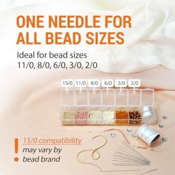 VONEEDL 60 Straight Beading Needles with Convenient Storage Tube Size 10-0.45mm (0.017in) Extra Fine Seed Beads Needles - Perfect Bead and Sequin Embroidery, Jewelry Making, Crafting, and DIY